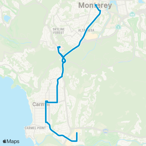 Monterey-Salinas Transit Monterey - Carmel Rancho map