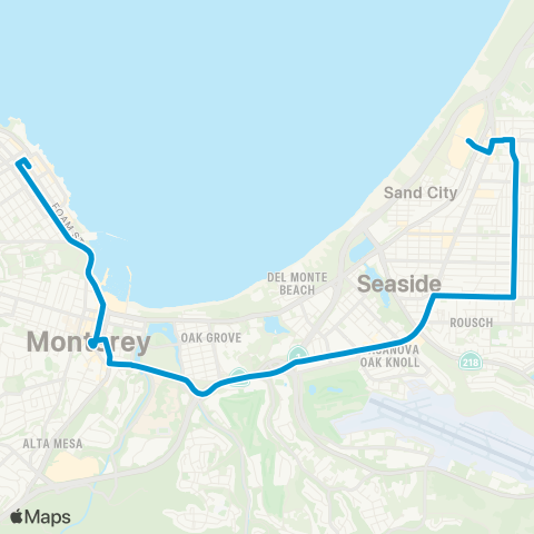 Monterey-Salinas Transit JAZZ - A Aquarium / Sand City via Hilby map