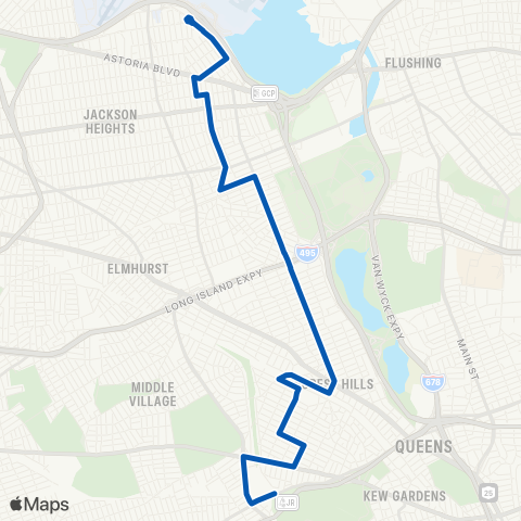 MTA Queens East Elmhurst - Forest Hills map