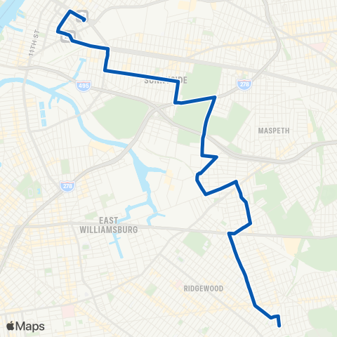 MTA Queens Long Island City - Ridgewood map