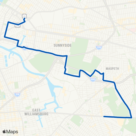 MTA Queens Middle Village - Long Island City map