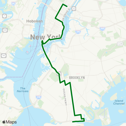 MTA Express Sheepshead Bay - Downtown / Midtown map