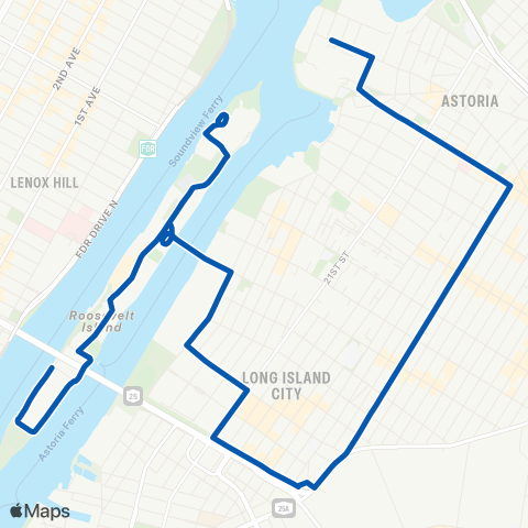 MTA Queens Astoria - Roosevelt Island map