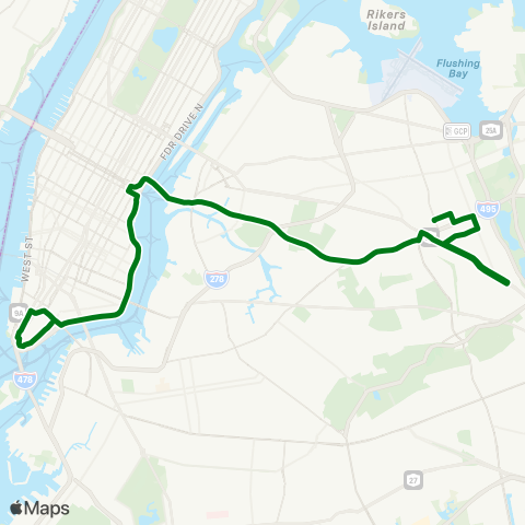 MTA Express Forest Hills - Downtown map