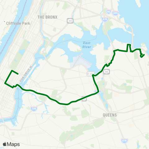 MTA Express Bay Terrace - Midtown via 6th Av map