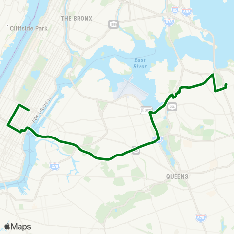 MTA Express Bay Terrace - Midtown map