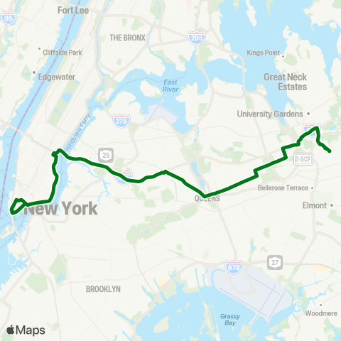 MTA Express Glen Oaks - Downtown map