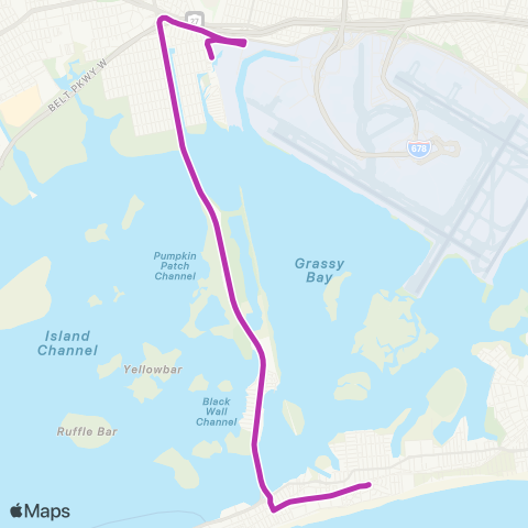 MTA Queens Howard Beach - Bch. 67 St. Shuttle map