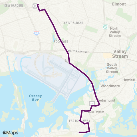 MTA Queens Jamaica - Far Rockaway Limited map