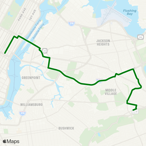 MTA Express Forest Hills - Midtown via 3rd Av map