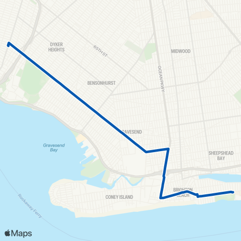 MTA Brooklyn Bay Ridge - Manhattan Beach map