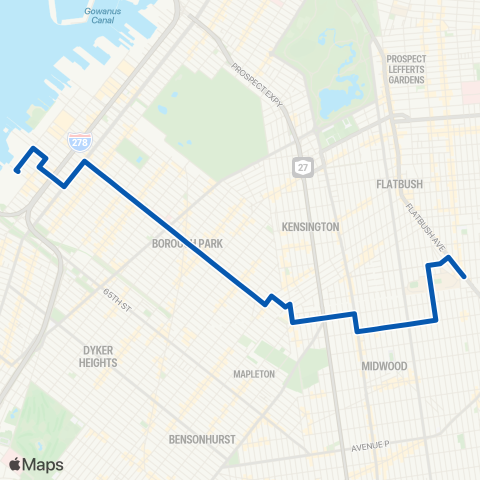 MTA Brooklyn Sunset Park - Midwood map