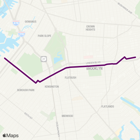 MTA Brooklyn Brownsville - Sunset Park map