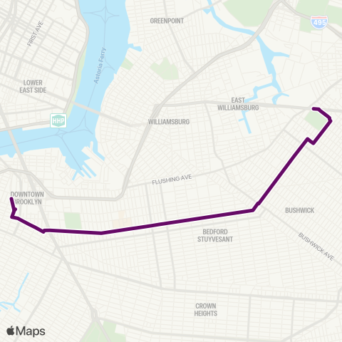 MTA Brooklyn Ridgewood - Downtown Brooklyn map