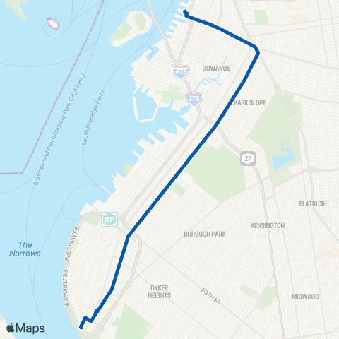 MTA Brooklyn Bay Ridge - Cobble Hill map
