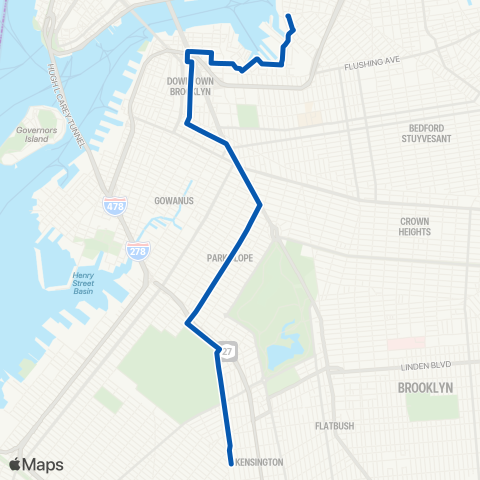 MTA Brooklyn Brooklyn Navy Yard - Kensington map