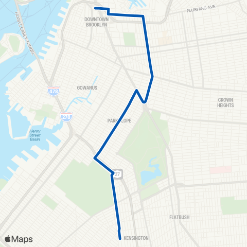 MTA Brooklyn Downtown Brooklyn - Kensington map