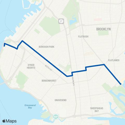 MTA Brooklyn Bay Ridge - Kings Plaza map