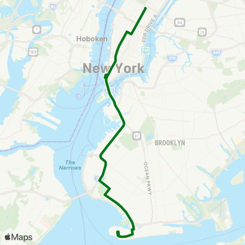 MTA Express Sea Gate / Bensonhurst - Manhattan Exp map