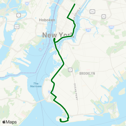 MTA Express Sea Gate / Bensonhurst - Midtown Expr map