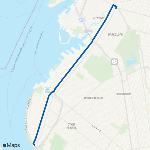 MTA Brooklyn Downtown Brooklyn - Bay Ridge map