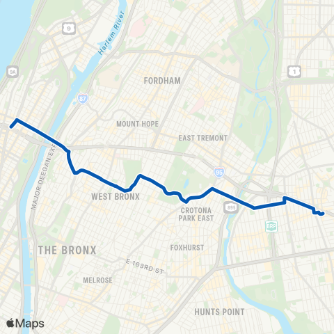 MTA Bronx George Washington Bridge - Parkchester map