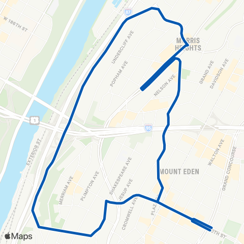 MTA Bronx Morris Heights / High Bridge Circulator map