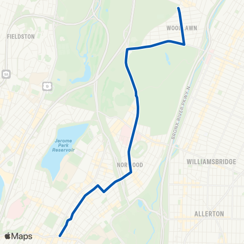 MTA Bronx Woodlawn - Fordham Center map