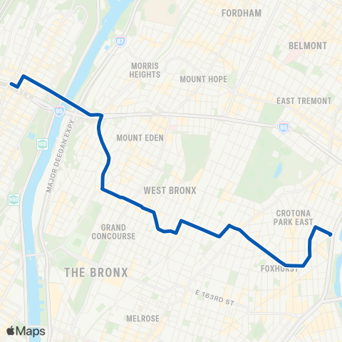 MTA Bronx George Washington Bridge-West Farms Road map