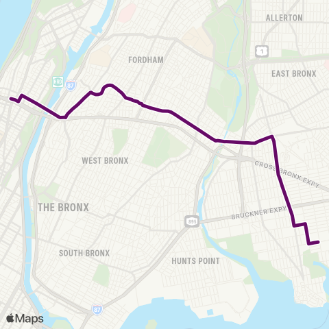 MTA Bronx Soundview - George Washington Bridge map