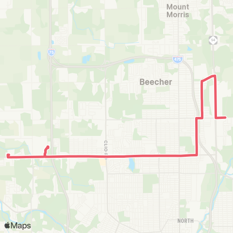 MTA Flint Crosstown North map