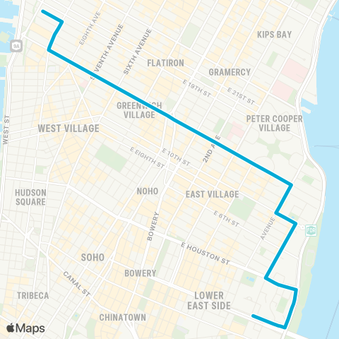 MTA Manhattan Lower East Side - Abingdon Sq map