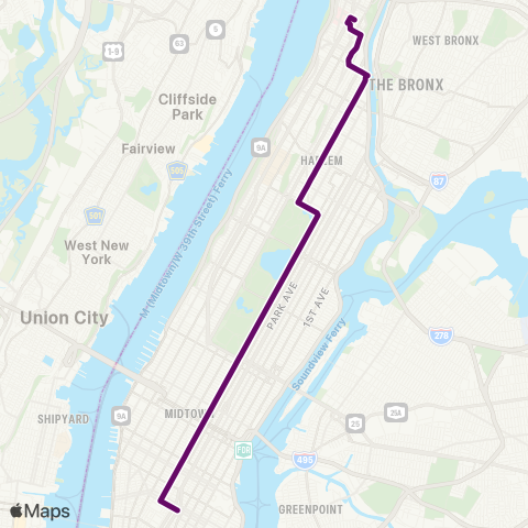 MTA Manhattan Washington Heights - East Village map