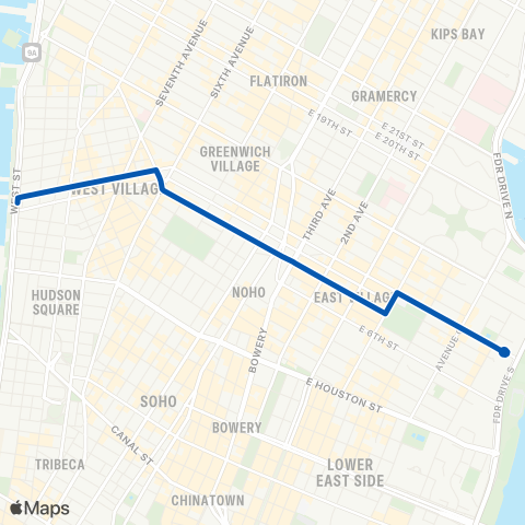 MTA Manhattan West Village - East Village map