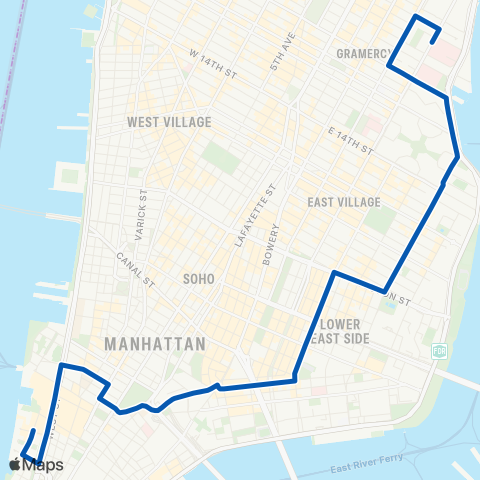 MTA Manhattan Battery Park City - Kips Bay map