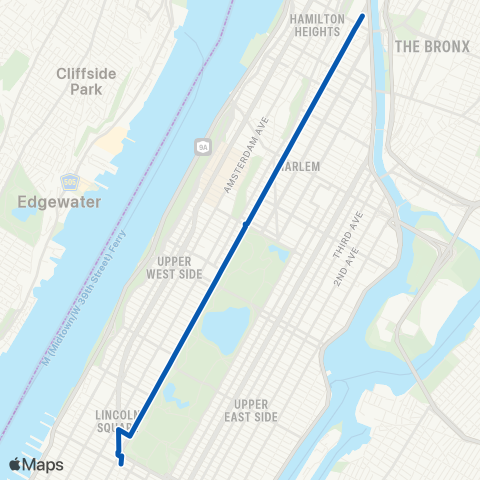 MTA Manhattan Harlem - Columbus Circle map