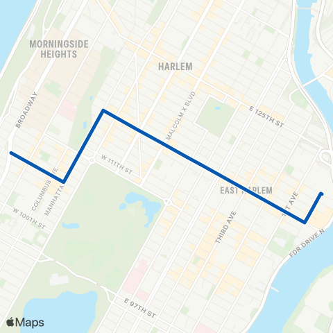 MTA Manhattan West Side - East Harlem map