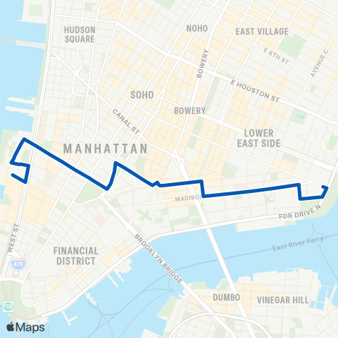 MTA Manhattan Lower East Side - Battery Park City map