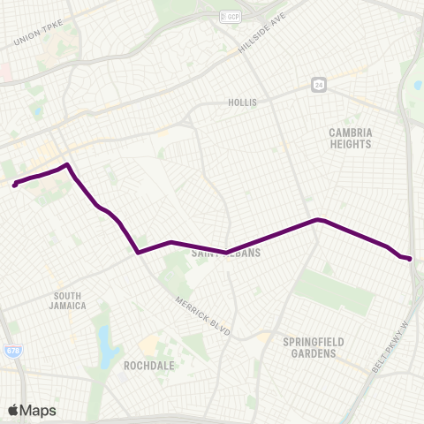 MTA Queens Cambria Heights - Jamaica map