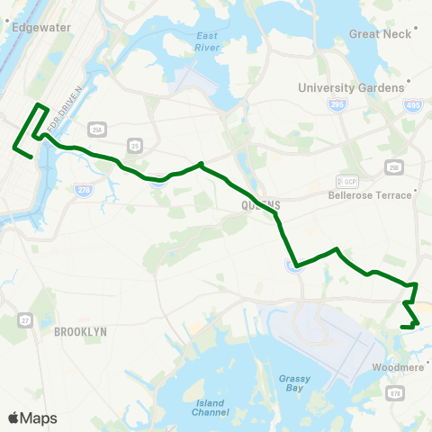 MTA Express Rosedale - Midtown Manhattan Express map