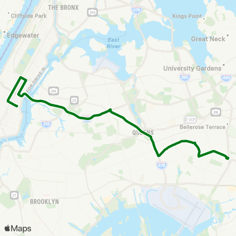 MTA Express Cambria Heights - Midtown Manhattan Exp map