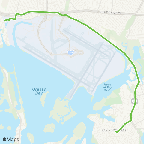 MTA Queens A Shuttle Bus - Howard Bch and Far Rockaway map