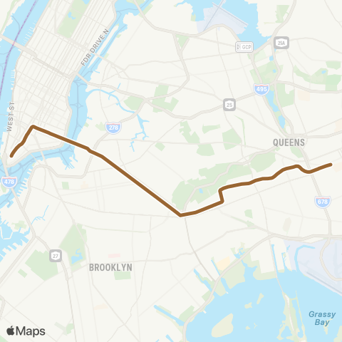 NYC Subway Nassau St Express map