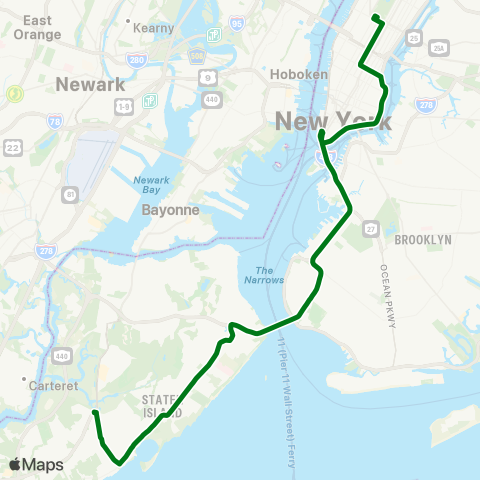 MTA Express Eltingville - Midtown Manhattan Express map