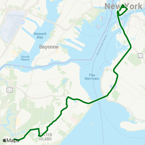 MTA Express Eltingville - Lower Manhattan Express map