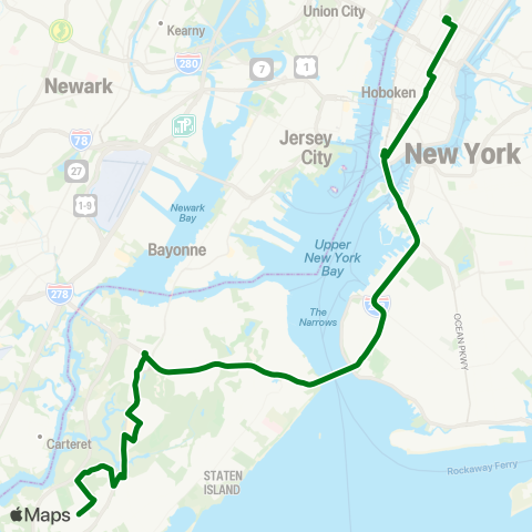 MTA Express Eltingville - Lower Manhattan Express map