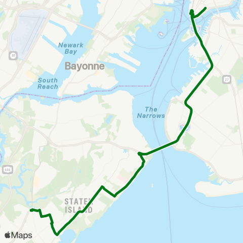 MTA Express Eltingville - Lower Manhattan Express map