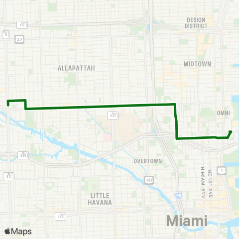 Miami Trolley City of Miami - Allapattah Route map