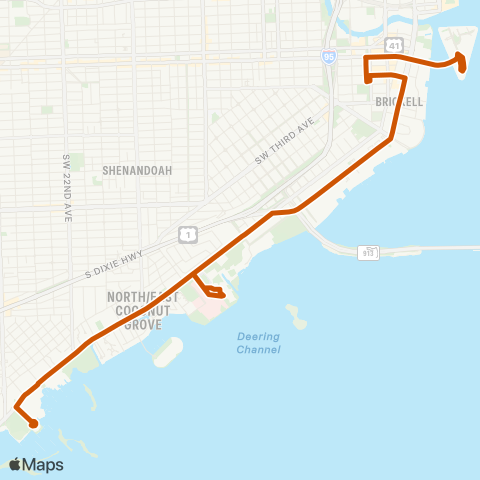 Miami Trolley City of Miami - Brickell Route map