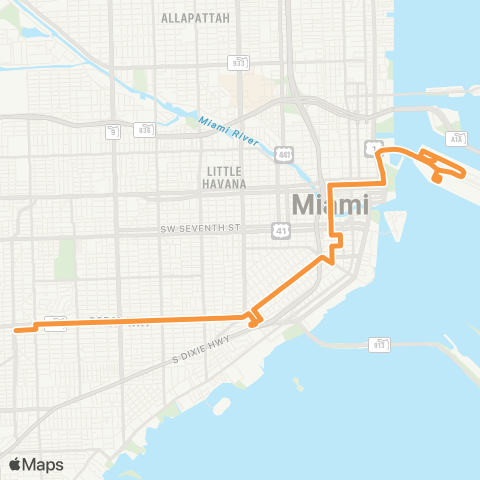 Miami Trolley City of Miami - Coral Way Route map